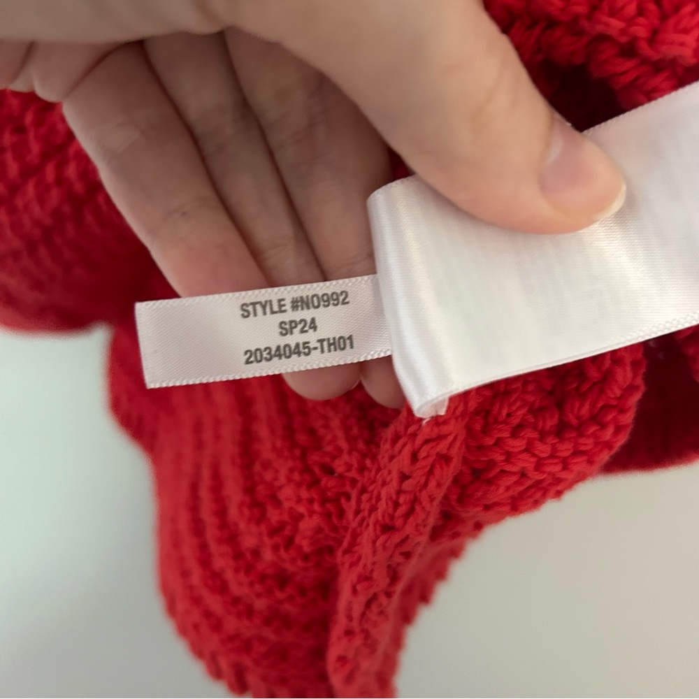 Madewell Crochet-Knit Crewneck Sweater Tank in Crushed Watermelon Red - Picture 8 of 8